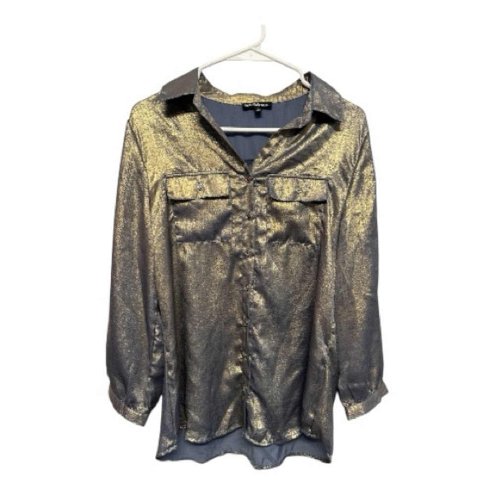 Y2K Vibes Sara Michelle Metallic Button Down Shirt Small